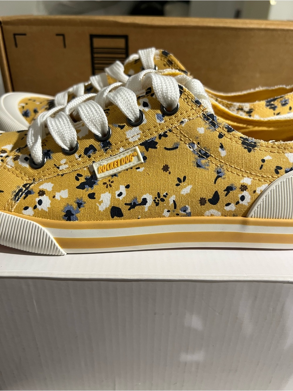Rocket Dog Yellow Floral Canvas Sneakers with White Laces - Picture 7 of 9